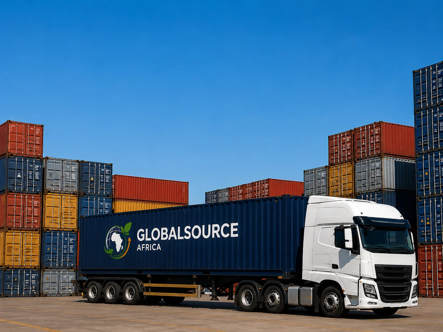GlobalSource Africa branded truck at the container yard